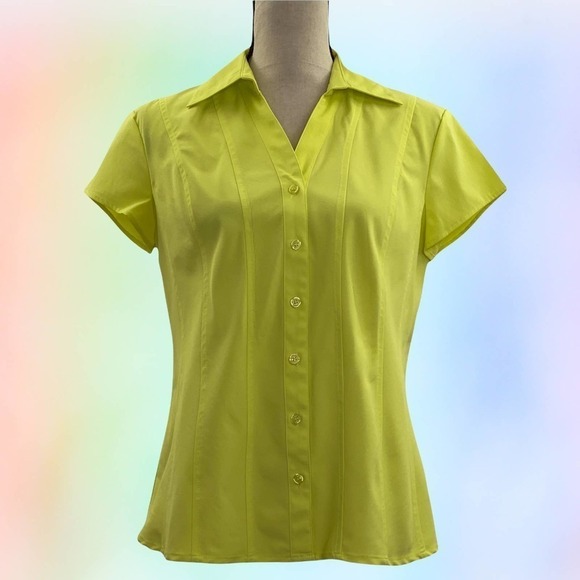 STYLE & Co Green Short Sleeve Button Down Shirt - Picture 10 of 10